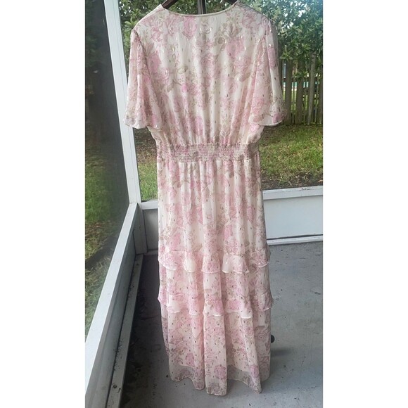 Haver & Blair London 2X  tiered skirt pink floral wedding guest party date night - Picture 5 of 8